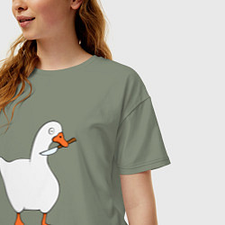 Футболка оверсайз женская ГУСЬ С НОЖОМ МЕМ, цвет: авокадо — фото 2