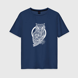 Футболка оверсайз женская Celtic Owl, цвет: тёмно-синий