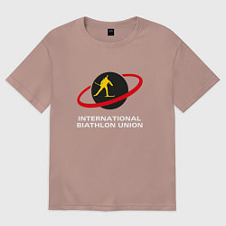 Футболка оверсайз женская Биатлон Лого, цвет: пыльно-розовый