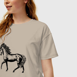 Футболка оверсайз женская Мустанг Лошадь, цвет: миндальный — фото 2