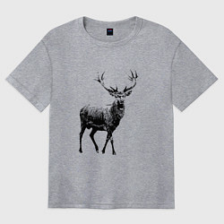 Футболка оверсайз женская Черный олень Black Deer, цвет: меланж