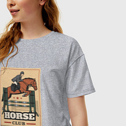 Футболка оверсайз женская Конный спорт Horse club, цвет: меланж — фото 2
