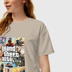 Футболка оверсайз женская GTA V Logos, цвет: миндальный — фото 2