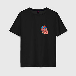 Футболка оверсайз женская Анатомия Сердце, цвет: черный