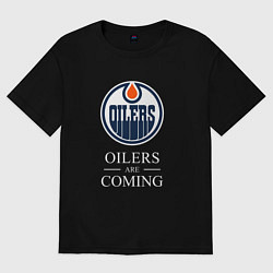 Футболка оверсайз женская Edmonton Oilers are coming Эдмонтон Ойлерз, цвет: черный