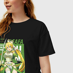 Футболка оверсайз женская Leafa art Мастера меча онлайн, цвет: черный — фото 2