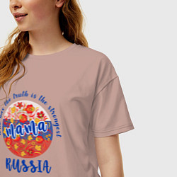 Футболка оверсайз женская Матушка Россия, цвет: пыльно-розовый — фото 2