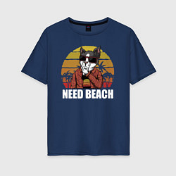 Футболка оверсайз женская Need Beach, цвет: тёмно-синий