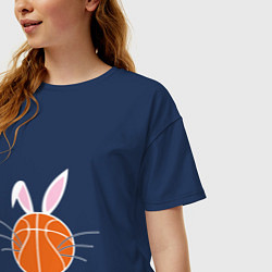 Футболка оверсайз женская Basketball Bunny, цвет: тёмно-синий — фото 2