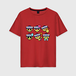 Женская футболка оверсайз Значки на Поко Пины Бравл Старс Poco