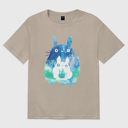 Футболка оверсайз женская Семья кроликов Акварель, цвет: миндальный