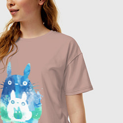 Футболка оверсайз женская Семья кроликов Акварель, цвет: пыльно-розовый — фото 2