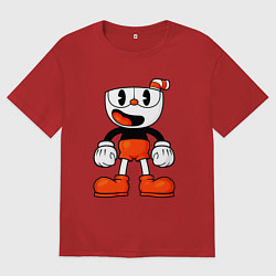Футболка оверсайз женская Cuphead красная чашечка, цвет: красный