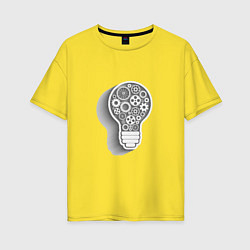 Футболка оверсайз женская Стимпанк лампа, цвет: желтый
