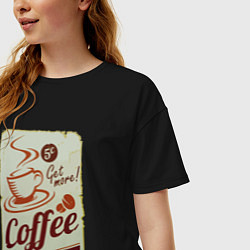 Футболка оверсайз женская Coffee Cup Retro, цвет: черный — фото 2