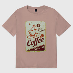 Футболка оверсайз женская Coffee Cup Retro, цвет: пыльно-розовый