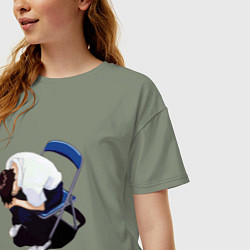 Футболка оверсайз женская Синдзи Икари на стуле, цвет: авокадо — фото 2