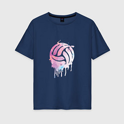 Футболка оверсайз женская Volleyball Colors, цвет: тёмно-синий