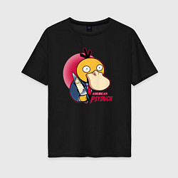 Футболка оверсайз женская American Psyduck, цвет: черный