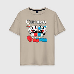 Женская футболка оверсайз Cuphead Чашечки