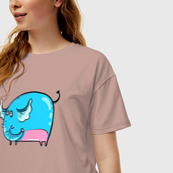 Футболка оверсайз женская Большой голубой слон, цвет: пыльно-розовый — фото 2