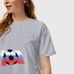 Футболка оверсайз женская Футбол - Россия, цвет: меланж — фото 2