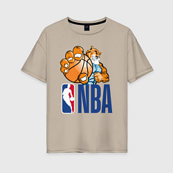 Футболка оверсайз женская NBA Tiger, цвет: миндальный