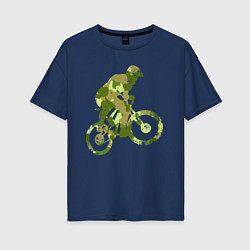 Футболка оверсайз женская BMX Camouflage Retro, цвет: тёмно-синий