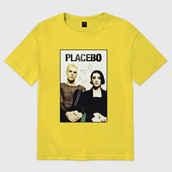 Футболка оверсайз женская Placebo рок-группа, цвет: желтый