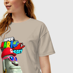 Футболка оверсайз женская Super Mario Odyssey Nintendo Video game, цвет: миндальный — фото 2