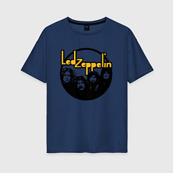 Футболка оверсайз женская Led Zeppelin Лед Зеппелин, цвет: тёмно-синий