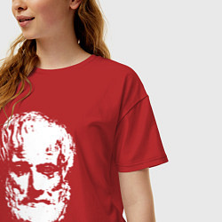 Футболка оверсайз женская Аристотель портрет, цвет: красный — фото 2