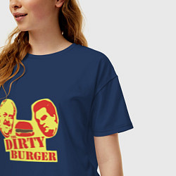 Футболка оверсайз женская Dirty Burger, цвет: тёмно-синий — фото 2