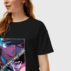 Футболка оверсайз женская Джотаро Куджо из ДжоДжо, цвет: черный — фото 2