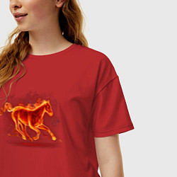 Футболка оверсайз женская Fire horse огненная лошадь, цвет: красный — фото 2