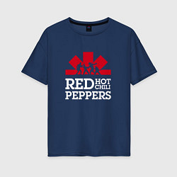 Футболка оверсайз женская RHCP Logo Red Hot Chili Peppers Logo, цвет: тёмно-синий