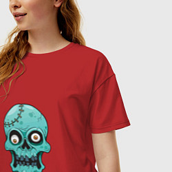 Футболка оверсайз женская Zombie Skull, цвет: красный — фото 2