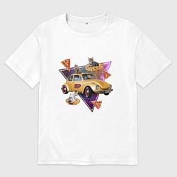 Футболка оверсайз женская Pizza Cats Пицца коты, цвет: белый