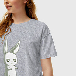 Футболка оверсайз женская Заяц хочет кофе, цвет: меланж — фото 2