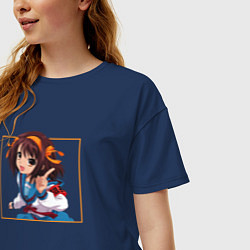 Футболка оверсайз женская Харухи art, цвет: тёмно-синий — фото 2