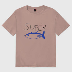 Футболка оверсайз женская Super tuna jin, цвет: пыльно-розовый