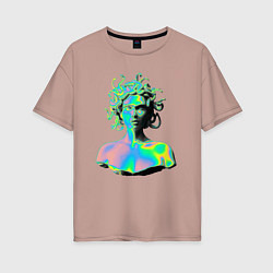 Женская футболка оверсайз Gorgon Medusa Vaporwave Neon