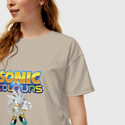 Футболка оверсайз женская Silver Hedgehog Sonic Video Game, цвет: миндальный — фото 2