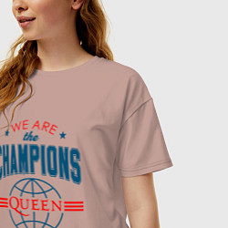 Футболка оверсайз женская QUEEN WE ARE THE CHAMPIONS, цвет: пыльно-розовый — фото 2