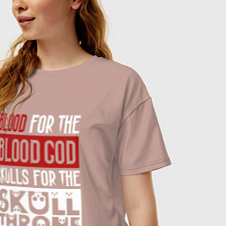 Футболка оверсайз женская Девиз Последователей Кхорна для темного фона, цвет: пыльно-розовый — фото 2