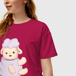 Футболка оверсайз женская Милая Овечка Сидит, цвет: маджента — фото 2