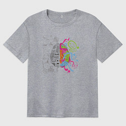 Футболка оверсайз женская Два полушария мозга, цвет: меланж