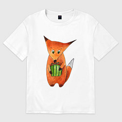 Футболка оверсайз женская Лисенок с подарком, цвет: белый