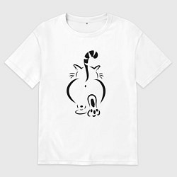 Футболка оверсайз женская Очень-очень важный кот, цвет: белый