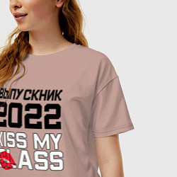 Футболка оверсайз женская Kiss my class, цвет: пыльно-розовый — фото 2